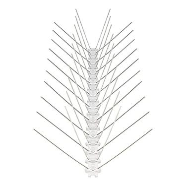 Imagem de VIIRKUJA Bird Spikes 3 metros de aço inoxidável repelente de pombos 4 fileiras comprimento total 300 cm 6 elementos 50 cm repelente de pássaros com fecho de clique e pontos de quebra predeterminados