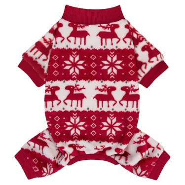 Imagem de XPUDAC Pijama de lã para cães de Natal para cães pequenos, médios, meninas, meninos, roupas de inverno para filhotes, macacão de gato, macacão de gato, PP