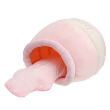 Imagem de Cama caverna para gatos, pote de mel, material de veludo denso de 45 x 35 x 25 cm, esponja macia e grossa, ninho para animais de estimação com almofada removível e lavável, camas para gatos internos