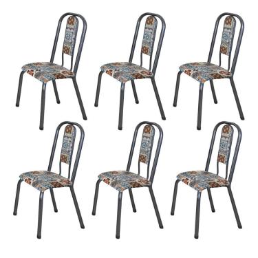 Imagem de Kit 06 Cadeiras para Sala de Jantar Fortaleza Prata Martelado