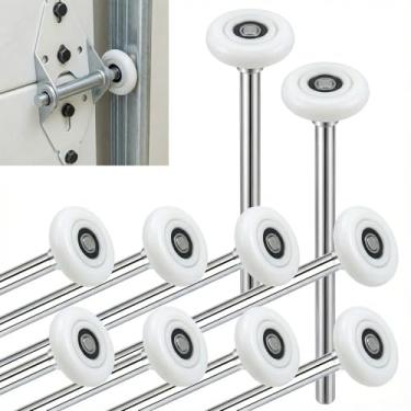 Imagem de Pacote com 10, haste de 23 cm, rolo de porta de garagem de grau comercial de nylon comercial, silencioso/durável e de alta carga, use rolamentos de precisão de vedação dupla 6201ZZ