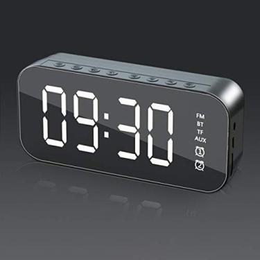 Imagem de Relógio Eletrônico Digital com Alarme Alto-Falante Rádio FM Superfície de Espelho Porta USB Multifuncional para Decoração Casa Escritório Quarto Cama