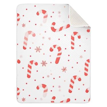 Imagem de Wassud Cobertor de Natal para bebês com estampa de bengala doce para meninos e meninas, cobertor aconchegante de algodão essencial para berçário, viagem, berço, carrinho 76 x 101 cm