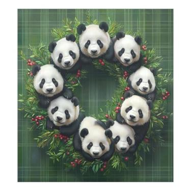 Imagem de STAYTOP Linda guirlanda de Natal panda capa de ímã de lava-louças 58 x 66 cm para porta da frente capas decorativas de geladeira adesivo magnético para máquina de lavar louça painel de geladeira