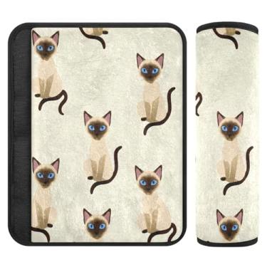 Imagem de Burbuja Capa para cinto de segurança de carro Siamese Cats Protetor de cinto de segurança de carro macio confortável para alça de ombro de assento, 1 par pequeno