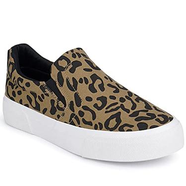 Imagem de Tênis feminino de lona, casual, de lona, cano baixo, confortável, sem salto, mocassim, Leopardo, 6