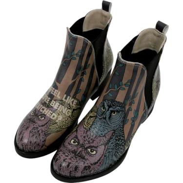 Imagem de DOGO Chelsea Botas femininas de couro vegano e cano curto de salto feito à mão, Sempre se sente como se estivesse sendo observado, 34