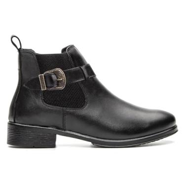 Imagem de Bota Feminina Chelsea, Couro Nobre Látego, Salto Baixo 3cm, com Fivela (Preta, BR, BR, Adulto, Numérico, 34)