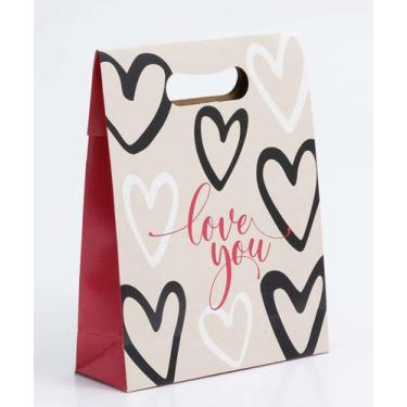Imagem de Embalagem Presente Sacola Corações Marisa-89042, UN, Rosa