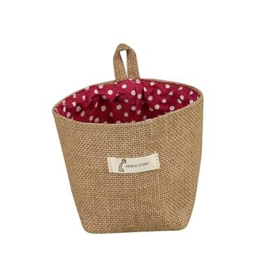 Imagem de Bolsa de armazenamento suspensa de tecido de algodão, pequenos sacos de vaso de flores de juta listrados, cesta de armazenamento versátil para organizar plantas e muito mais