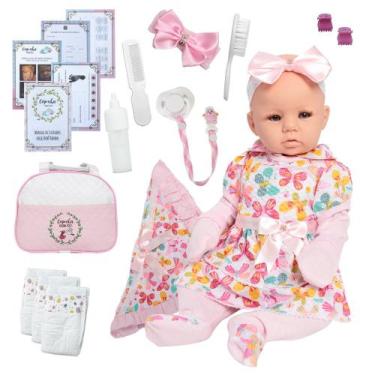 Imagem de Bebê Reborn Menina Corpo Silicone Enxoval Completo Bolsa - Cegonha Reb