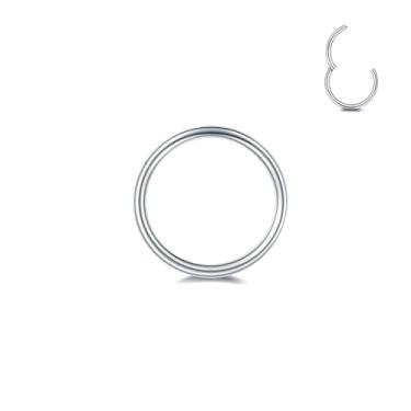 Imagem de Veroyal Anéis de nariz de aço cirúrgico 316L 20G 18G 16G argolas de nariz clicker septo segmento articulado cartilagem hélice tragus concha daith torre para mulheres homens (prata, 16G (1,2 mm) * 6 mm