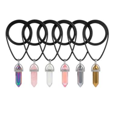 Imagem de Colar Pingente Cristal Pedra Natural Prisma Iridescente Furta Cor Quartzo com Cordão Preto Ajustável e Estilo Místico Unissex (ROSA FOSCO)