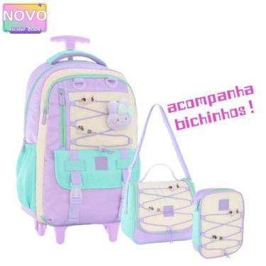 Imagem de Kit Mochila Carrinho Com Pins Removíveis E Bichinho Acompanhante Escol
