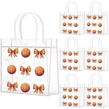 Imagem de Wesnoy 20 peças de lembrancinha de festa de basquete sacolas de presentes com alças reutilizáveis com tema esportivo para doces suprimentos de festa de aniversário 20 x 20 x 8 cm