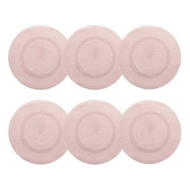 Imagem de Cj 6 Lugares Americanos de Plástico Redondo Fresno Espiral Rosa 38cm Lyor