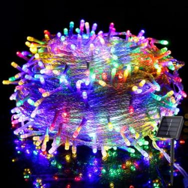 Imagem de YUANHUYUOU Luzes de Natal LED, 22 m 200 luzes LED alimentadas por energia solar para ambientes externos, 8 modos de luzes de fadas à prova d'água para jardim, quintal, telhado, árvore de Natal