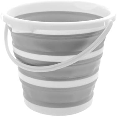 Imagem de Balde de silicone, retratil, lavavel, resistente, para transportar, acampamento, limpeza, dobravel, colorido - Cores sortidas