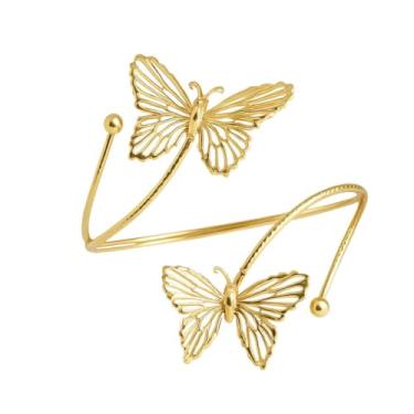 Imagem de Kit 02 Prendedores de cortina Luxo Borboleta Dourada Aro Recartilhado