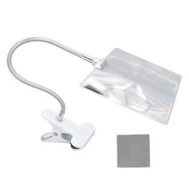 Imagem de CUOFYUNL Lupa de página grande 4X, lupa de área de visualização de página inteira com pescoço de ganso flexível para leitura de idosos