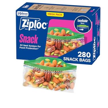 Imagem de Ziploc Sacos de lanche com textura EasyGuide, pequenos sacos de armazenamento de plástico com tecnologia Grip 'N Seal, total de 280 sacos