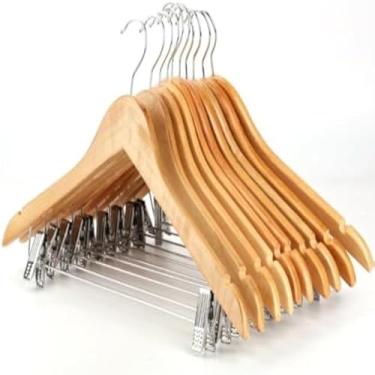 Imagem de Cabides de madeira resistente para calcas e saias, pratico, util, classico