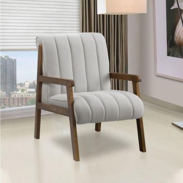 Imagem de Poltrona Decorativa Para Sala Base De Madeira Daline Bouclê E03 - D'rossi Cinza Claro