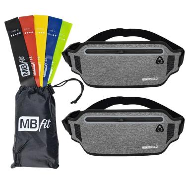 Imagem de Kit 2x Pochetes Slim + 5x Extensor Theraband Treino Fitness-Unissex