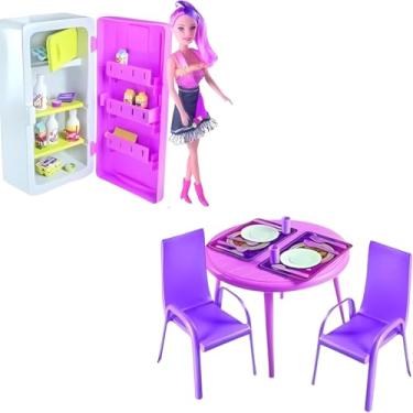 Imagem de Conjunto Copa Cozinha Geladeira com Boneca - Rosa