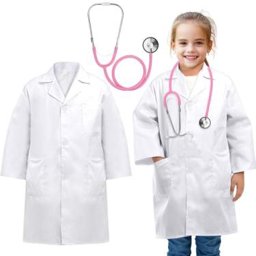 Imagem de ERDOGLY Fantasia De Médico Para Crianças, Jaleco Infantil Com Estetoscópio Verdade, Kit Bebês, Brincadeira Halloween E Dia Carreiras, Presentes Faz Conta Meninos Meninas 9 A 12 Anos