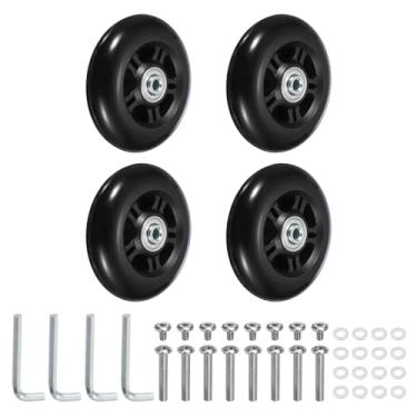 Imagem de YELARXI Replacement Luggage Wheels, Suitcase Wheels Replacement Kit 84x24mm & 2 Set & Rubber & Black - Fitting for (Swivel Caster Bearings Repair/Replacing/Roller Bag/Suitcase/Spinner)