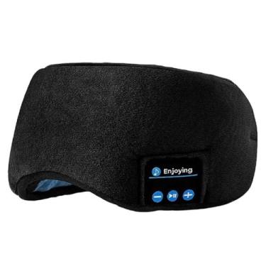 Imagem de Máscara de Dormir com Fones Bluetooth 5.0 Integrados Tapa Olho Blackout Ajustável Lavável Recarregável para Sono Viagem Preto