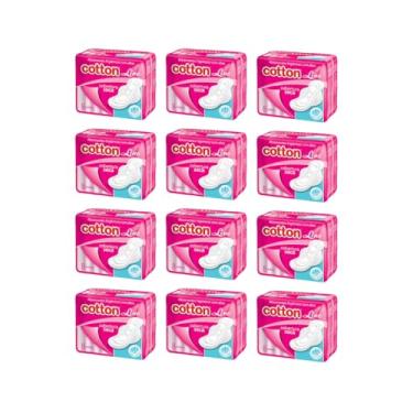 Imagem de Kit com 12 Pacotes – Absorvente Cotton Line com Abas Seca (8 unidades cada)