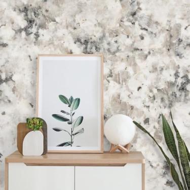 Imagem de Papel de Parede Adesivo para Cozinha Lavável Resistente a Altas Temperaturas(Rolo de 3 Metros,Granito Branco Marfim)