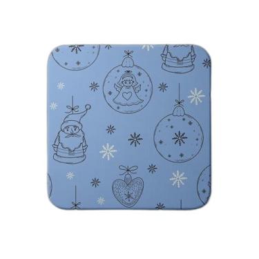 Imagem de Ladrilho Decorativo de Cerâmica Natalino com Estampa Azul e Anjo