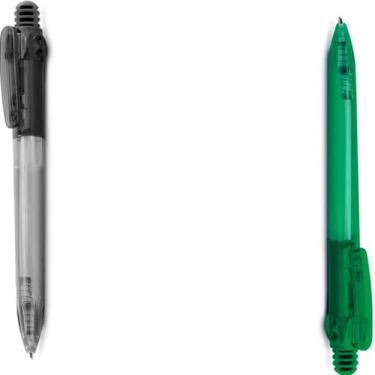 Imagem de Caneta Esferográfica Retrátil com Grip Antiderrapante, Escrita Azul, Plástico Translúcido, 10 Unidades, Design Executivo, Corpo Cilíndrico, para Escritório (Preto e Verde)