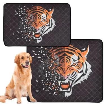 Imagem de Almofadas laváveis para cães de estimação laranja tigre preto pequeno almofada para animais de estimação, almofadas de parto, absorvente impermeável, tapete de cercadinho para cães, médio + grande