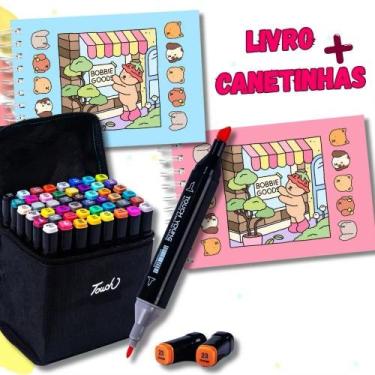 Imagem de Livro Colorir Bobbie Goods e Kit 24 Canetas Coloridas Artes