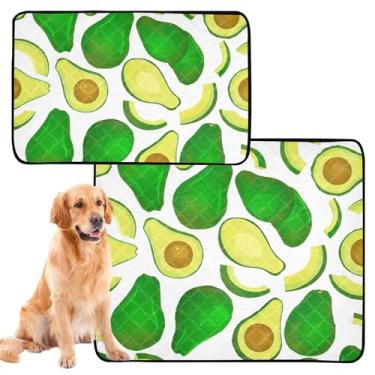 Imagem de TSENQUE Almofadas de xixi laváveis para cães de estimação abacate verde branco extragrande à prova d'água tapetes de treinamento de penico absorventes fofos, médios + grandes, conjunto de 2