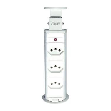 Imagem de Torre de Tomada Multiplug 3 Tomadas Bivolt - NKF, Bivolt, Branco
