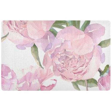 Imagem de Capacho de Peônia Vintage Chique Personalizado Flores Bonito Tapete de Boas-Vindas Interior, Tapete de Entrada Impermeável Exterior Tapetes de Porta para Entrada Externa, 81 cm x 50 cm