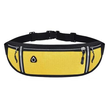 Imagem de Pochete para mulheres e homens, bolsa de cintura para corrida com porta de fone de ouvido impermeável, bolsa de telefone, cinto acessórios esportivos da moda, Amarelo, Elegante