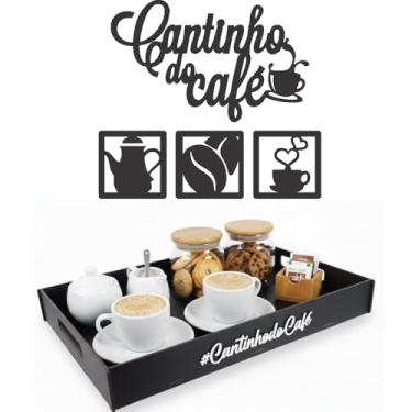 Imagem de Bandeja de Madeira MDF Preta 40x30 para Cantinho do Café, Elegância e Design Moderno para sua Casa Ideal para Servir e Decorar todos os Ambientes (Preta)