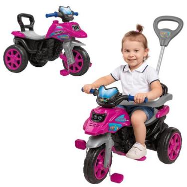 Imagem de Moto Trail Infantil 2 em 1 Maral com Pedal e Empurrador Rosa