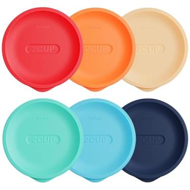 Imagem de Tampas de substituição para Pyrex 7200-PC 2 xícaras, tampa de armazenamento redonda de silicone para tigela de vidro âncora, pacote com 6, cores mistas