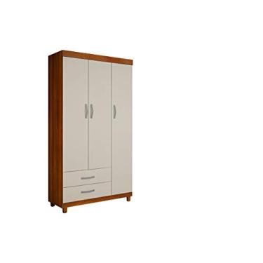 Imagem de Roupeiro Milao 3 Portas Sem Espelho Nogal & Off Sallêto Móveis