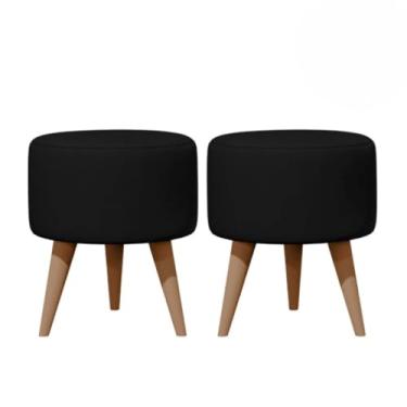 Imagem de Kit 2 Unidades Puff Luxe Super ReforçAdo Puff Sala，Quarto，Pufe，Puf，Sala，Banqueta(PRETO)
