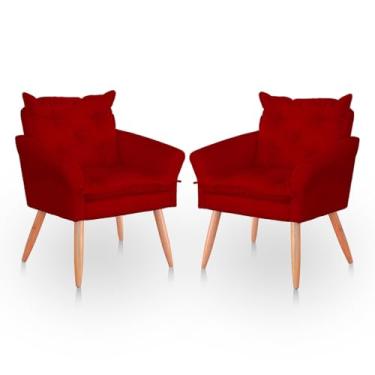 Imagem de Kit 02 Cadeira Poltrona para Sala e Quarto Confortável e Reforçada (Vermelho)