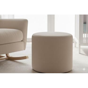 Imagem de Puff Redondo Bouclé Estilo Banqueta Tecido Boucle Elegante (ELEGANTE BEGE)