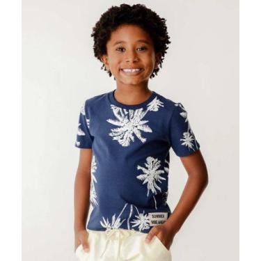 Imagem de Camiseta Infantil Estampa Coqueiro MR Tam 4 a 10 Azul-86104, Azul, 10